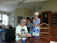 Jay checking out photos on Laurie's phone