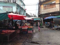 Fresh poultry and meat stalls.