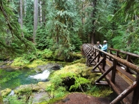 Mailea and Nan crossing the stream
