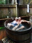 Soaking in the hot tub