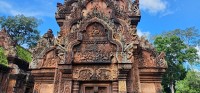 Carvings in the Red Stone Mantel