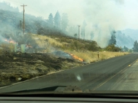 Flames to the roadside
