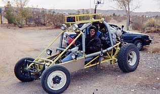 Warren driving the dune buggy