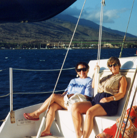 Jean and Nan whalewatching