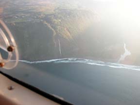 Waipio Valley where some waterfalls are a 3000 foot drop