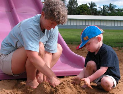 The sand castles were more like mounds, but fun to build.