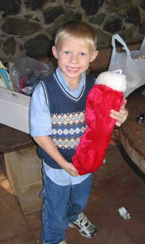 Quenting with his stuffed stocking