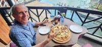 Neil with Lamb Pizza