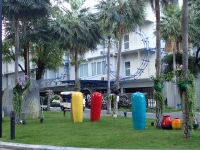 W District art and Hotel in back