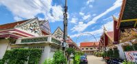 Wat Rajsingkorn with Asiatique in the distance