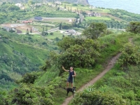 Neil and Cookie looking down Waihee Ridge