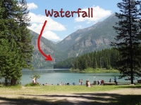 View of waterfall from the beach