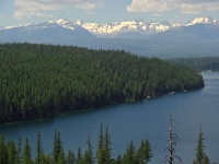 Holland Lake and snowcapped mtns