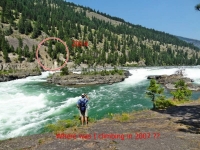 Neil looking out over the Falls labeled