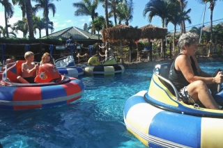 Blasting in the bumper boats.