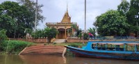 Village temple on dry land above high water