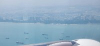 Singapore Harbor in Smoke