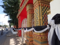 Black and White Banners outside a Temple